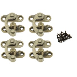 Antique Vintage Lock Clasp Left Latch Hook Hasp,LBTODH 4 Pack Zinc Alloy Hook Latch Swing Arm Latch Plated for Jewelry Box Cabinet Toolbox Suitcase with Mounting Screws(Bronze Tone)