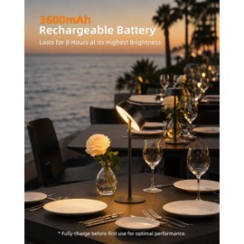 Rechargeable Table Lamp, Cordless Lamp, Battery Operated, Touch Control Dimmable, 3 Color Temperatures RGB, LED Memory Function, Outdoor Waterproof Wireless Lamp, Restaurant Dining Patio Kitchen