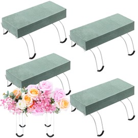 4 Pack Headstone Flower Saddle 12 Inch Grave Saddles for Cemetery Headstones for Graves Wire Rustproof Galvanized Tombstone Saddle with Floral Foam for Grave Headstone Cemetery Floral Decorations