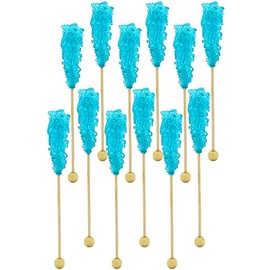 Fruidles Rock Candy Lollipops Pops Candy Suckers, Variety Flavor and Color Assortment, 5.5 inches (12-Pack, Blueberry)