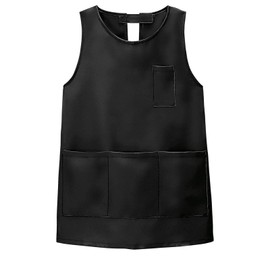 Anfamie Non-Iron Apron, Round, Nursing Nursing, Plain, Large Capacity Pockets, 2 Buttons, S-M, Black, Black