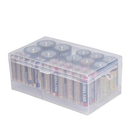 Dial Industries, Inc B331FN Battery Organizer Case, 12 AAA, 12 AA, 6 C, 4 D, Clear