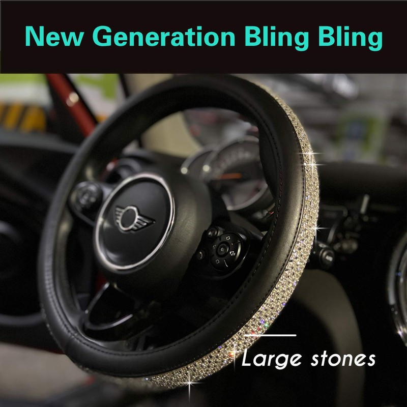 PINCTROT Bling Bling Comfy Steering Wheel Cover with Jumbo Crystal