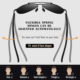 CGID Sunglasses Mens Polarised Premium Al-Mg Alloy Pilot UV400, Flexible Spring Hinges Sun Glasses for Men Women Shades