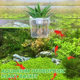 6 Pcs Aquarium Plant Holders, Hanging Aquatic Planter Cups with Hole, Adjustable Acrylic Fish Tank Plant Pot, Aquarium Plant Holder for Fish Tank Aquaponic Plant Cultivation and Aquascape Decorations