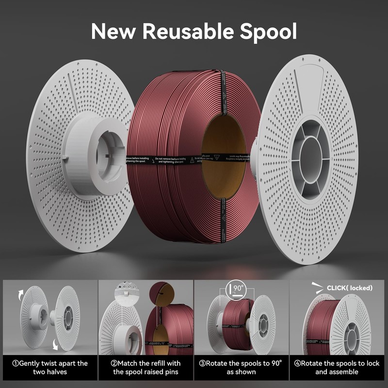 kexcelled Metallic PLA Filament 1.75mm,Brass Metal 3D Printer Filament PLA,Silk