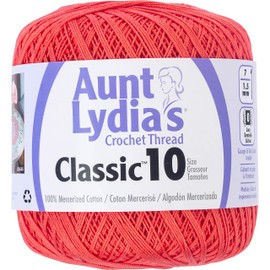 Aunt Lydia's Classic Crochet Thread Size 10-Bright Coral