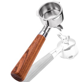 51mm Portafilter for CASABREWS 3700/CM5418, Dual Spout Espresso Handle with Siam Rosewood Grip & 304 Stainless Steel Basket