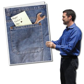 VictoryStore Jumbo Greeting Cards: Giant Father's Day Card with Envelope, Jean Pocket and Note Design, 2 feet X 3 feet