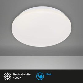 Briloner Leuchten 3404-016 LED Ceiling Light, Bathroom Light, IP44, 10 Watt, 900 Lumen, 4,000 Kelvin, White, Diameter 22 cm