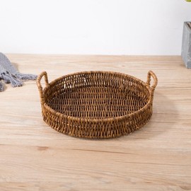 Best round rattan weave tray (25cm) with handle tray