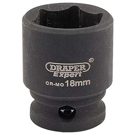 Draper 6878 3/8" Square Drive Hi-Torq 6 Point Impact Socket, 18 mm Size , Black