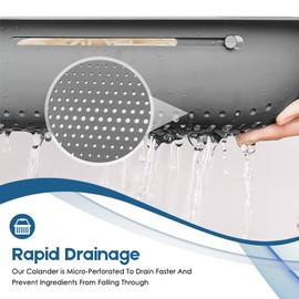 Collapsible Colander Kitchen Extendable Strainer Fruits Vegetables Noodle Pasta Food Drain Basket Space-Saver Portable Drainer Over Sink (1, 3#Grey)