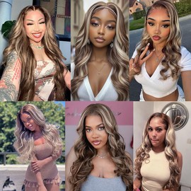 Dokksiiia #4 and #613 Piano Color Mix Weave Bundles P4613 Highlight Light Blonde Human Hair Bundles P4/613 Ombre Body Wave Double Weft Brazilian Human Hair Extensions 24 26 28 Inch