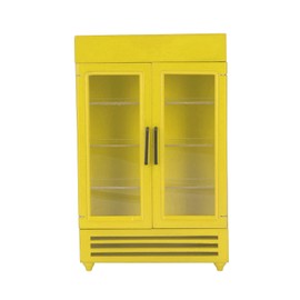 Dollhouse Refrigerator Simulation Exquisite Portable Miniature Wood Fridge for 1:12 Dollhouse Yellow