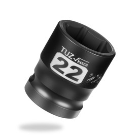 TUZkozs 1/2 Inch Drive 22mm Shallow Metric Impact Socket,CR-MO,6 Point Radius Corner Design,Square Chamfered Opening,Axle Nut Impact Grade Socket for Easy Removal