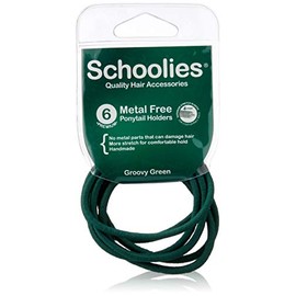 Schoolies Hair Accessories Metal Free Ponytail Holders 6 Pieces, Groovy Green