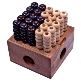 LOGOPLAY Four in One Row 3D 5x5-3D Bingo 5x5 - Space Mill - Four Row 3D - Strategy Game - Wooden Thinking Game