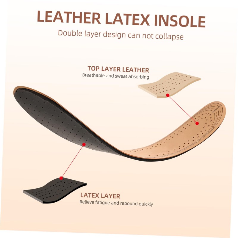 Beavorty Leather Insoles for Women Men Ultra-thin Breathable Latex Shoes