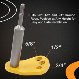 SDS Plus Ground Rod Driver with Adapter Bits Fits 5/8, 1/2, and 3/4 Inch Ground Rods, One-Piece T Post Driver Adapter Bit Fits All SDS Plus Rotary Hammer Drills Tools