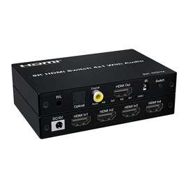 LMYANG 4 Puertos 8K @ 60Hz HDMI Extractor de Audio Conmutador 4x1 2.1 HDMI a HDMI (ARC) + Toslink óptico (SPDIF) + Audio estéreo de 3.5 mm+ coaxial Compatible con función ARC y eARC