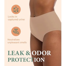 Ropa interior posparto para incontinencia para adultos para mujeres reutilizable protección contra fugas absorbente sin costuras paquete de 3 (3 Marron, X)