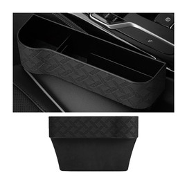 JNNJ Pack of 2 Car Seat Gap Organiser Storage Box, Leather Front Seat Gap Filler with Cup Holder, Car Centre Console Front Seat Gap Filler Organiser (Black)