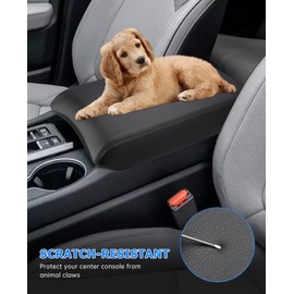 INTGET Center Console Cover for Honda Pilot Accessories 2023 2024 2025 Leather Car Armrest Arm Rest Box Lid Middle Console Seat Cover Protector (Black Stitches, 2023+)