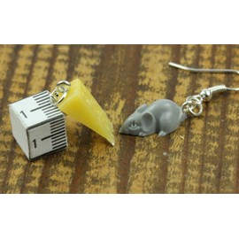 Mouse And Cheese Earrings Mice Nibble Earrings Cheese Piece Of Cheese Rat