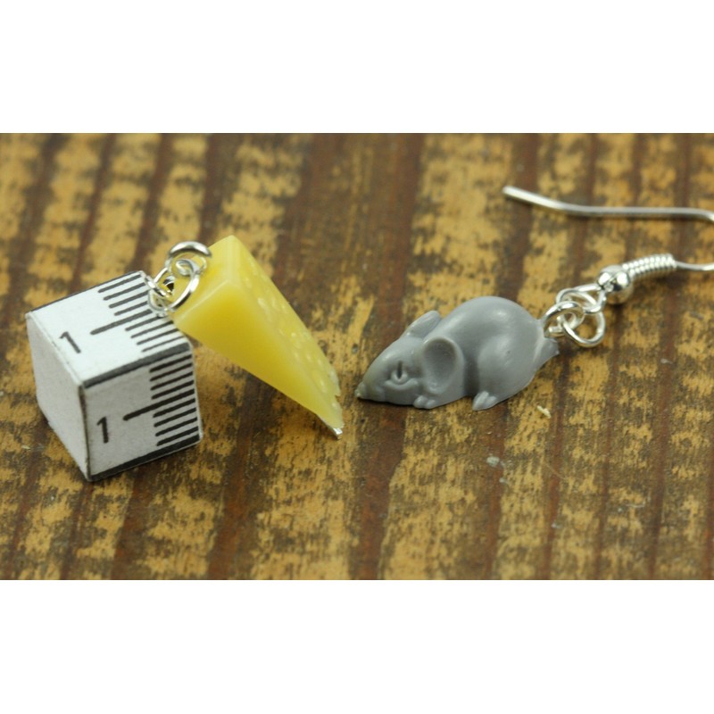 Mouse And Cheese Earrings Mice Nibble Earrings Cheese Piece Of