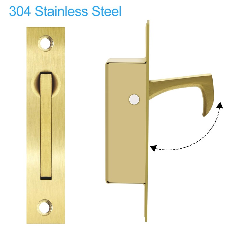 Pocket Door Pull Handle, 3.75" Edge Pull, 304 Stainless Steel,