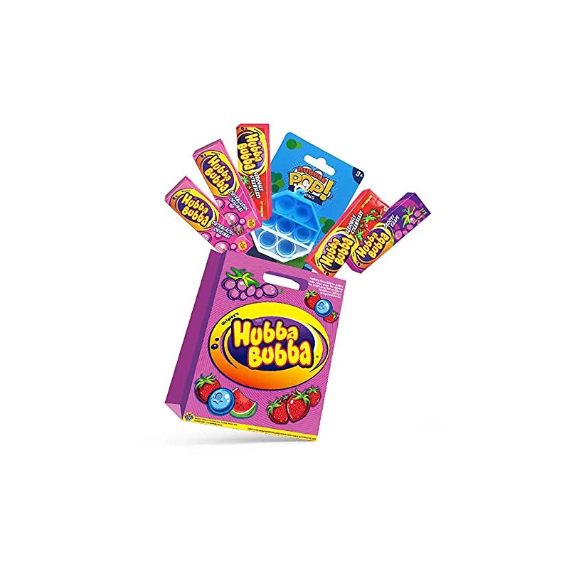 6pc Hubba Bubba Kids Showbag w/Original/Strawberry/Grapes Lollies