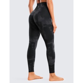 CRZ YOGA Womens Butterluxe Crossover High Waist Workout Leggings 28" - Criss Cross Full Length Gym Lounge Athletic Yoga Pants Black Tie Dye Flowers Large