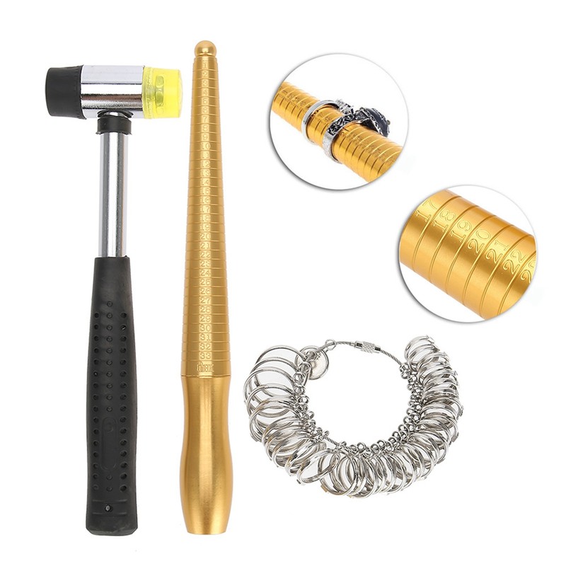 3pcs / Set Ring Mandrel Sizer Finger Measuring Stick Handle