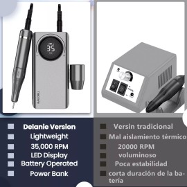 Delanie Pulidor Recargable De 35000 Rpm Gris Para Uñas