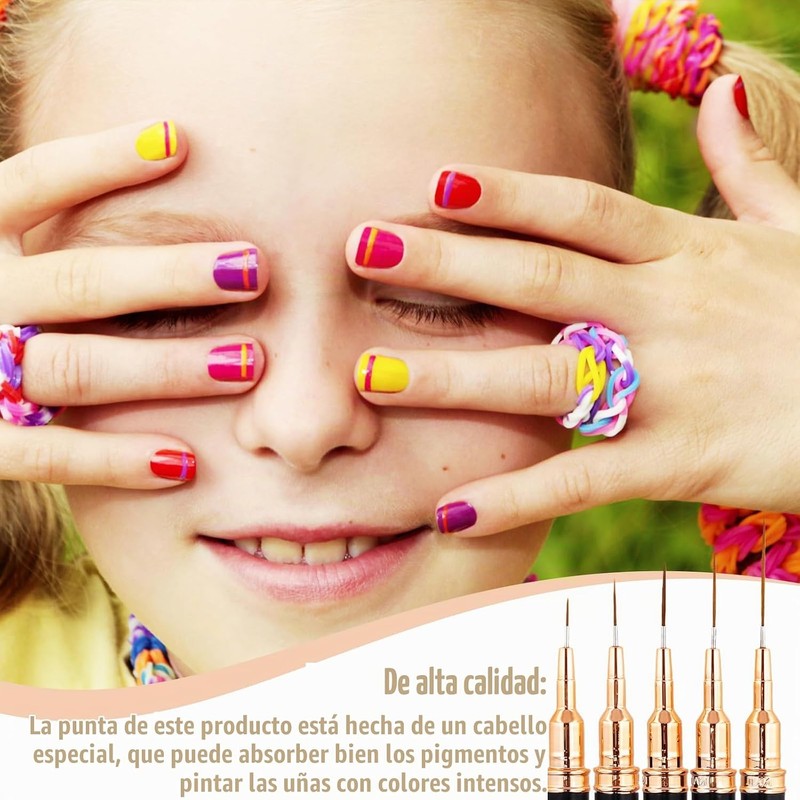 Pinceles para Nail Art Vesaneae – Set 5 tamaños para