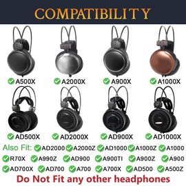 SOULWIT Cooling Gel Earpads for Audio Technica ATH-AD2000X/AD2000/A2000X/AD1000X/AD1000/A1000X/AD900X/AD900/A900X/A900/AD700X/AD700/A700X/A700/AD500X/AD500/A500X/A500, Ice Silk Fabric Ear Pads Cushion