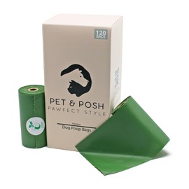 Pet & Posh Dog Poop Bags | Made from Certified Compostable Plant Based Materials |%100 Leak-Proof and Extra-Thick Pet Waste Bags for Big and Small Dogs | 8-Count Poop Bag Rolls | Unscented | 120 Bags