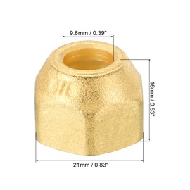 PATIKIL 3/8 SAE Thread Brass Flare Nut, 4 Pack 45 Degree Flared Tube Fitting Nut Hydraulic Pipe Fitting for Air Conditioner Water Gas Line, Matte Surface