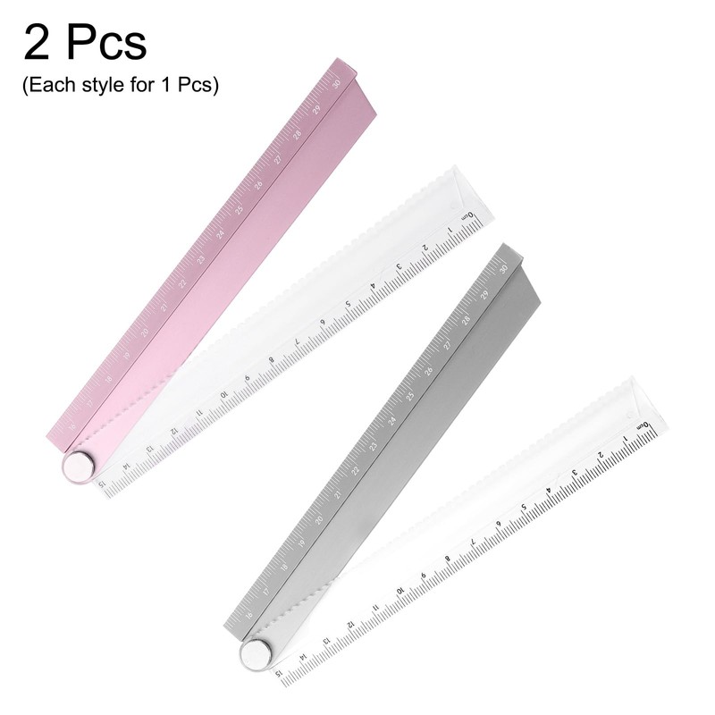 sourcing map 2pcs Folding Straight Ruler 30cm Metric Aluminum Alloy