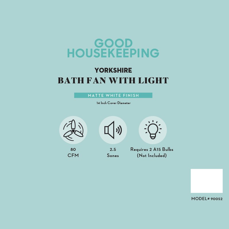 Good Housekeeping 90052 Yorkshire Decorative 80 CFM 2.5 Sones Bathroom