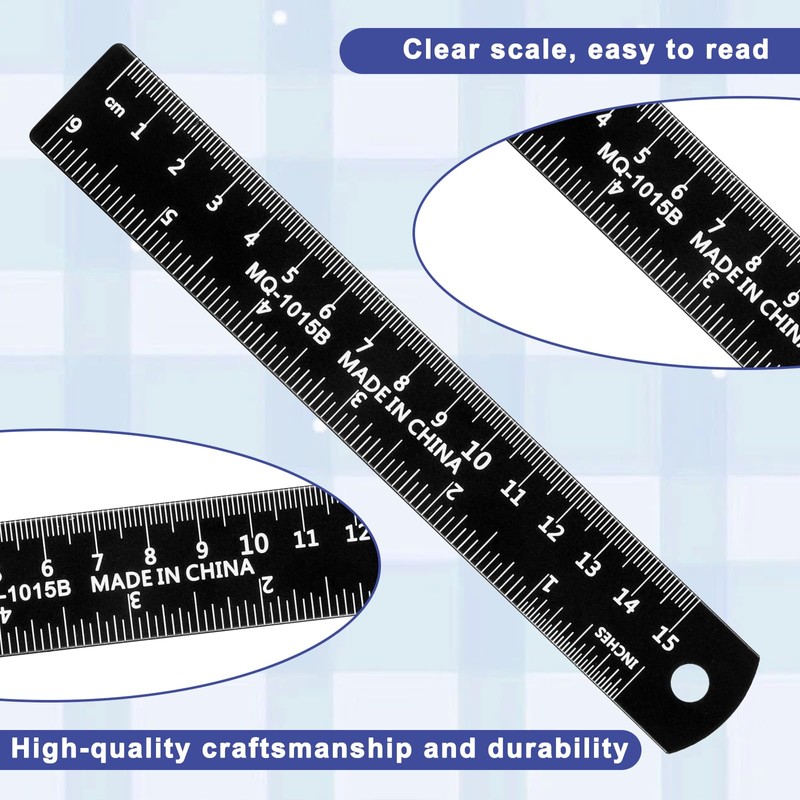15cm Metal Ruler, 2 Pack Straight Ruler Dual-Scale Stainless Steel