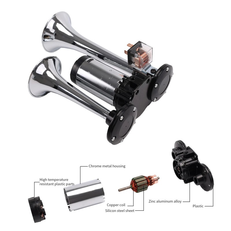 FARBIN 12V Car Horn Super Loud Double Pipe Air Horn