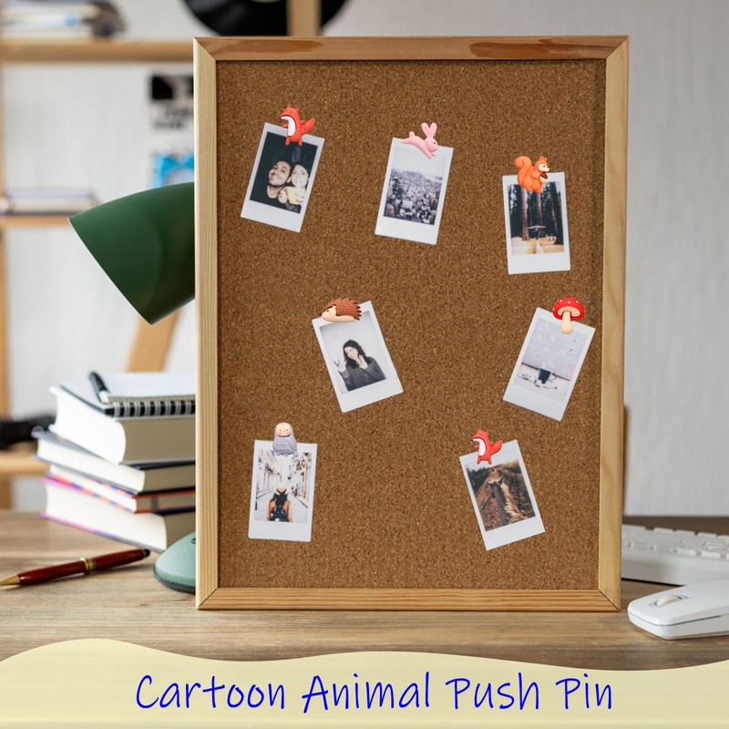 Animal Push Pins, 30PCS Cartoon Bear Bunny Thumbtack Drawing Pins