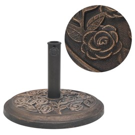 GeoHome Round Umbrella Base | Outdoor Umbrella Stand | Parasol Base for Outside Patio, Lawn, Garden | Bronze Resin and Steel 17.9" x 13.4"