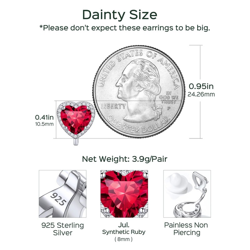 ChicSilver Ruby Earrings for Women 925 sterling Silver July Birthstone