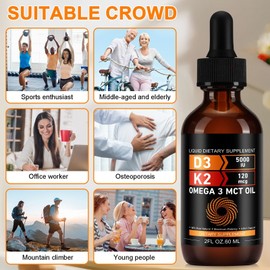 Maani Essence Liquid Vitamin D3 K2 5000 iu & 120 mcg - Vitamin D with MK7 Vitamin K2 Drops - B