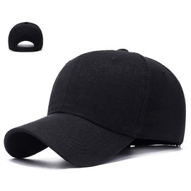 Kangqifen Men's Women's Simple Plain Baseball Caps Cap Hat with Velcro Fastening Multicoloured Options, black