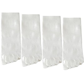 AQshop Women's Five Toe Socks, Work, Business, Cotton, Ankle Crew Length Set, White 4 pairs