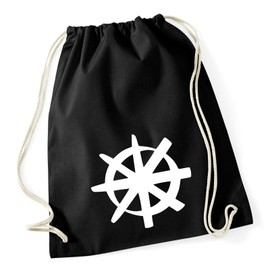 Huuraa Gym Bag Dharma Wheel Yoga Gift 12 Litres Black Cotton Dharma Wheel Present